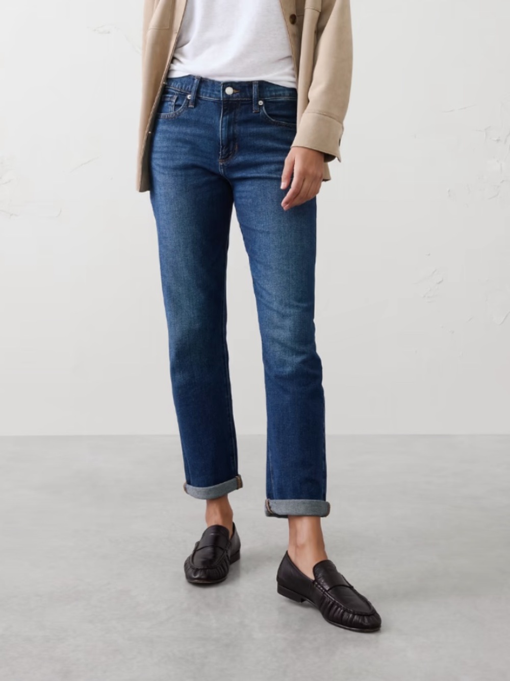 ☀️ Banana Republic Girlfriend Jeans Boyfriend Straight Ankle cropped blue